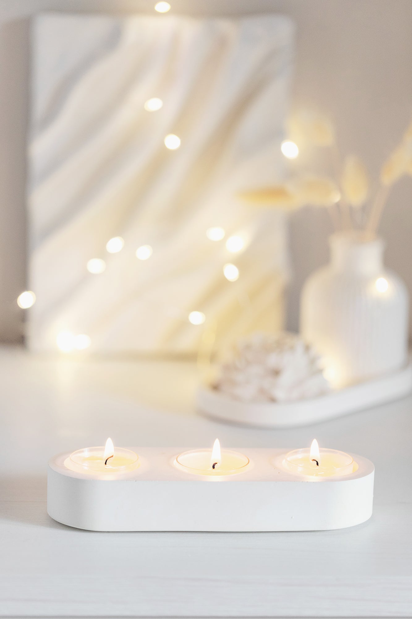 Gypsum Tea Candle Holder for Aroma Sampling and Elegant Home Decor