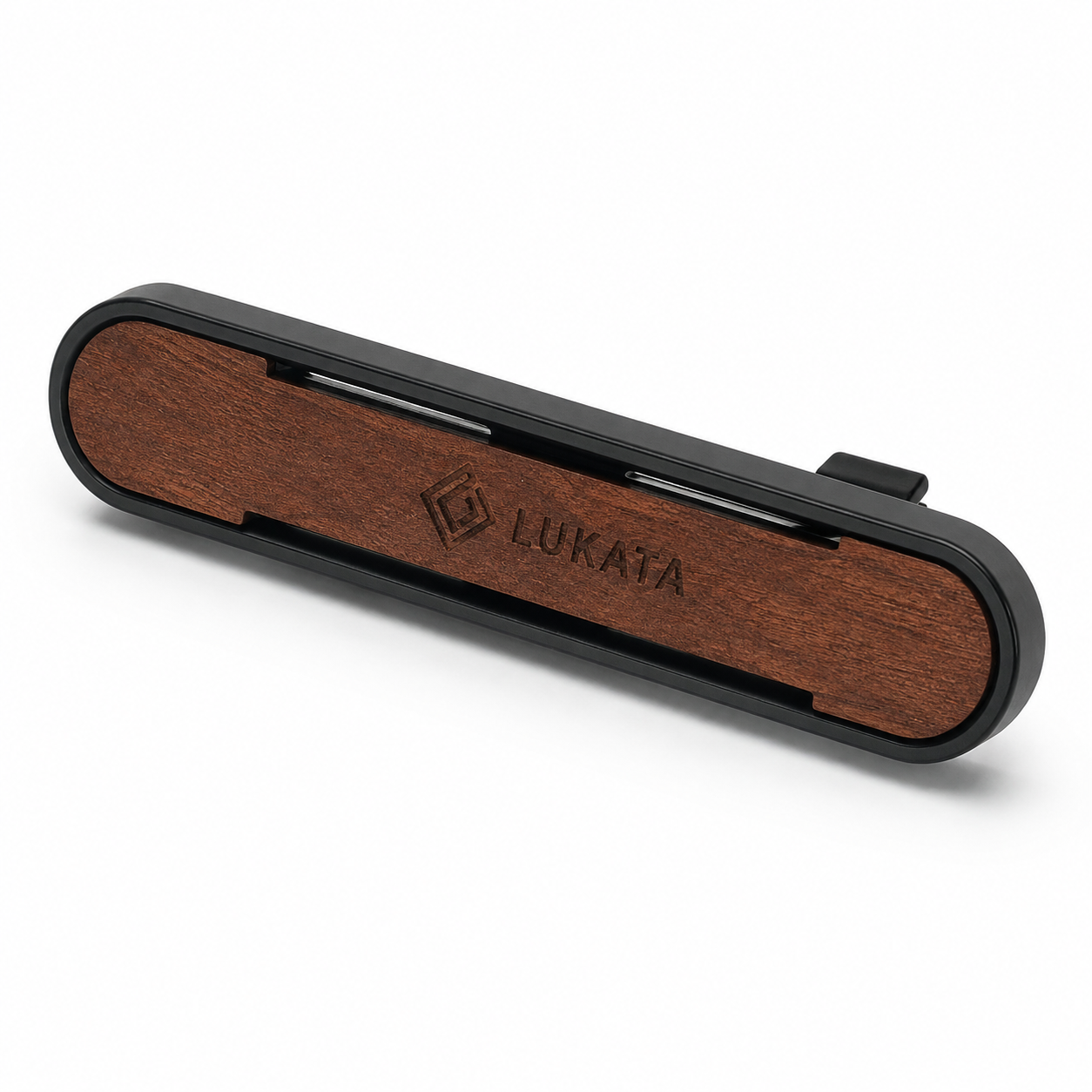 Car Air Freshener Set – Metal Holder with Engraved Wooden Plate, 2 Scented Sticks and 10 ml Fragrance Oil