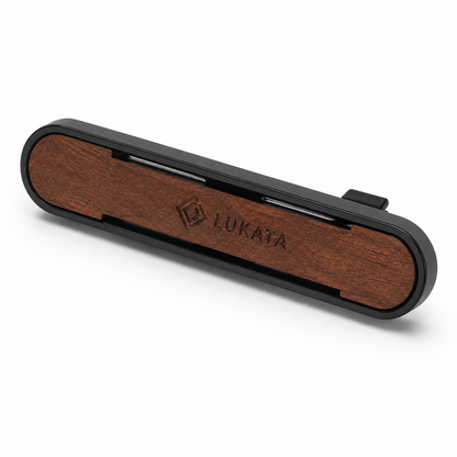 Car Air Freshener Set – Metal Holder with Engraved Wooden Plate, 2 Scented Sticks and 10 ml Fragrance Oil