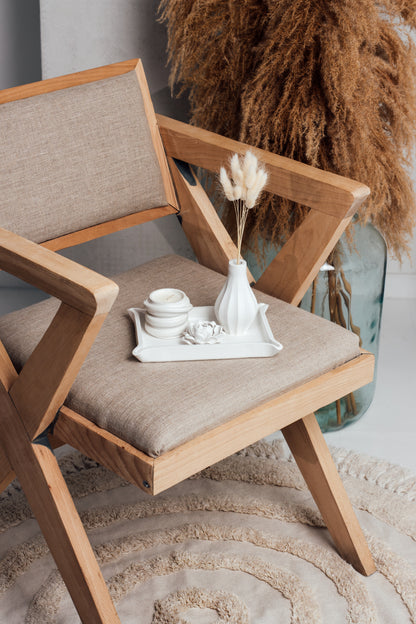 White Gypsum Home Decor Set – Tray, Candle, Flower, Vase & Dried Flowers