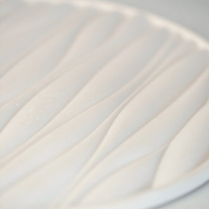 Gypsum Tray with Sand Waves Relief - Versatile Elegance for Candles, Fragrances, and Jewelry