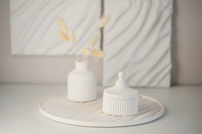 Gypsum Tray with Sand Waves Relief - Versatile Elegance for Candles, Fragrances, and Jewelry