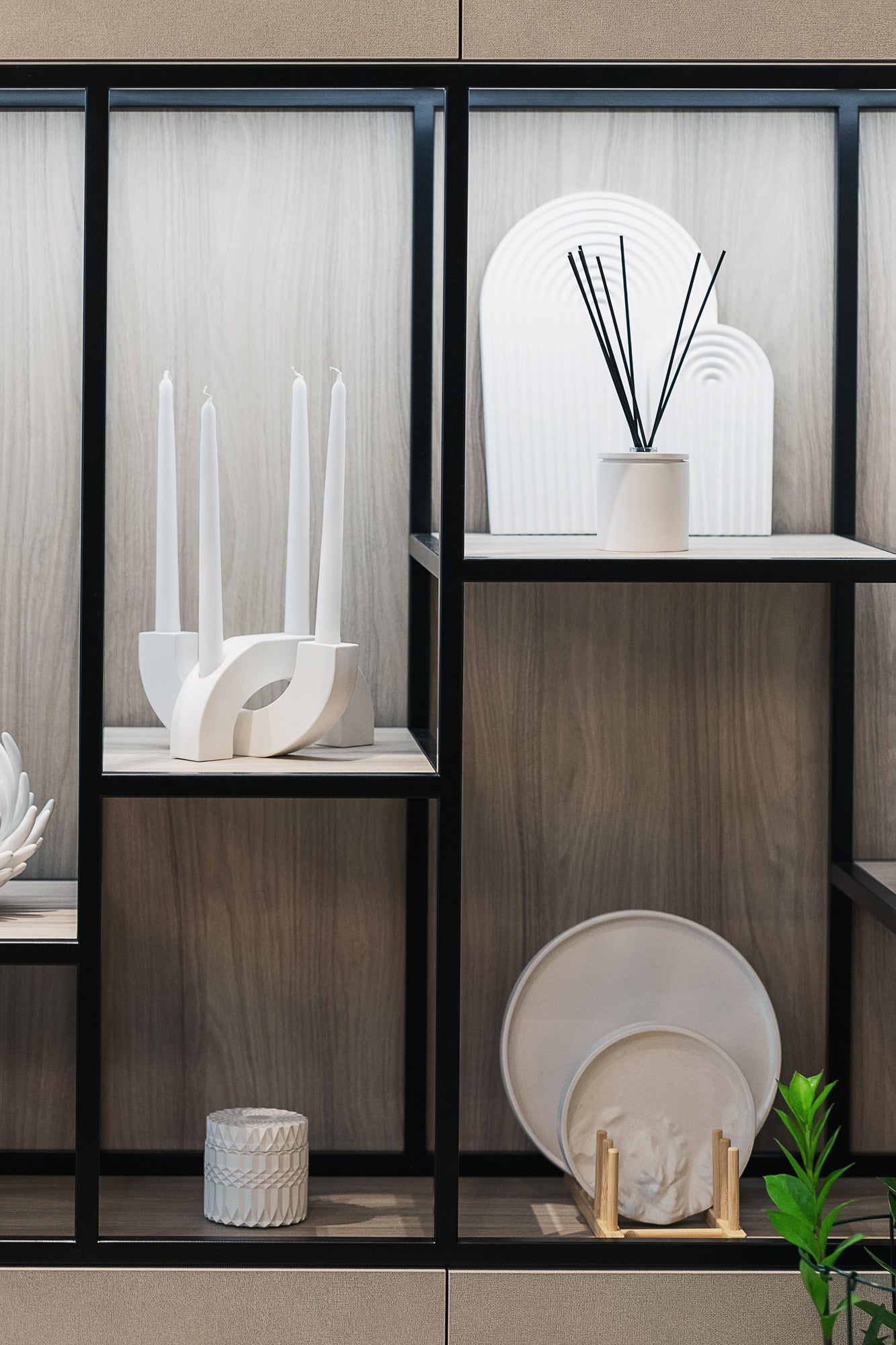 Handcrafted Gypsum Candlestick Holder for Four Long Candles