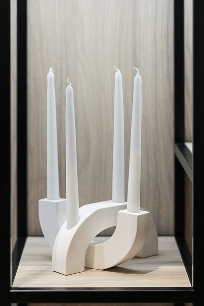 Handcrafted Gypsum Candlestick Holder for Four Long Candles