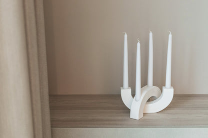 Handcrafted Gypsum Candlestick Holder for Four Long Candles