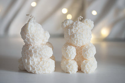 Teddy Bear Scented Candle - Rose Bear Pillar Candle, Cute Gift Idea, Decorative Candle
