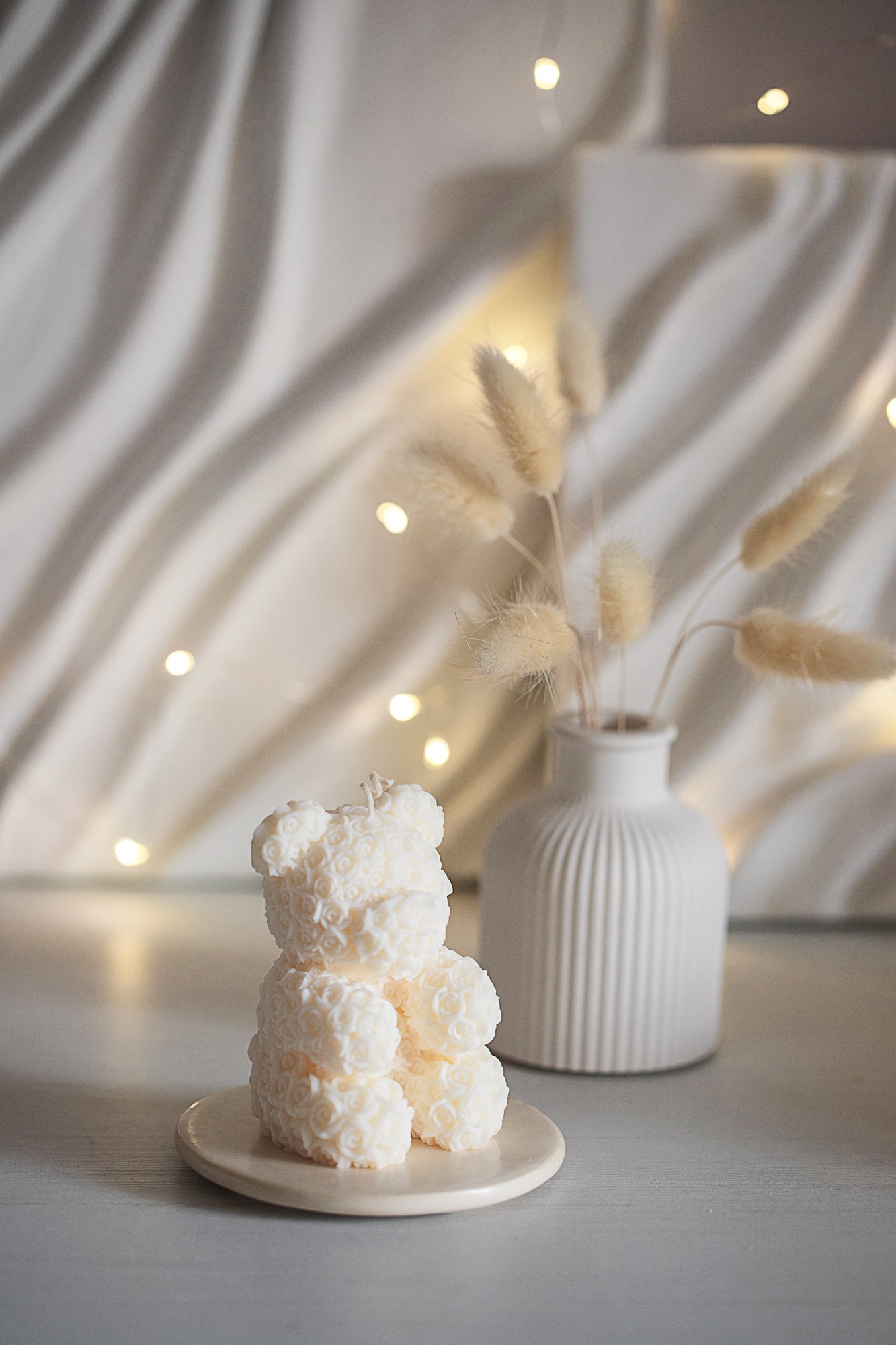 Teddy Bear Scented Candle - Rose Bear Pillar Candle, Cute Gift Idea, Decorative Candle