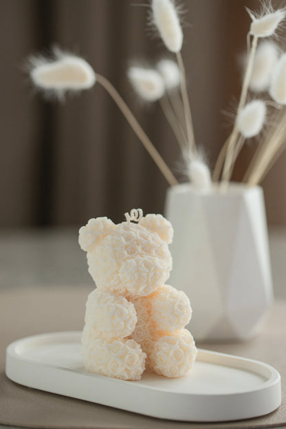 Teddy Bear Scented Candle - Rose Bear Pillar Candle, Cute Gift Idea, Decorative Candle