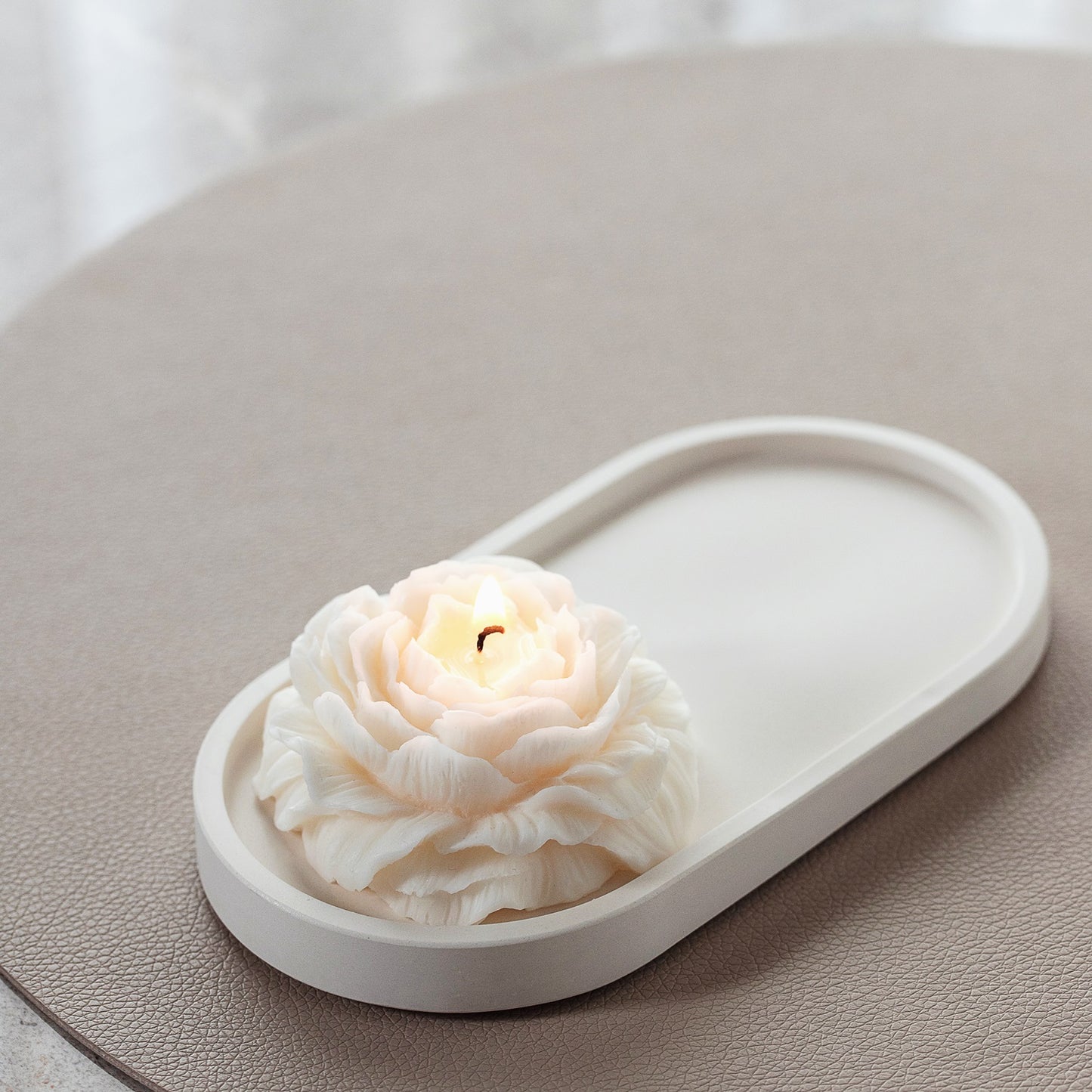 Elegant Peony Scented Candle – Handmade Rapeseed Wax Pillar Candle, Housewarming Gift Idea