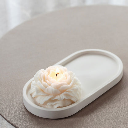 Elegant Peony Scented Candle – Handmade Rapeseed Wax Pillar Candle, Housewarming Gift Idea