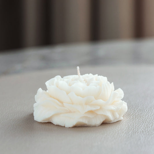 Elegant Peony Scented Candle – Handmade Rapeseed Wax Pillar Candle, Housewarming Gift Idea