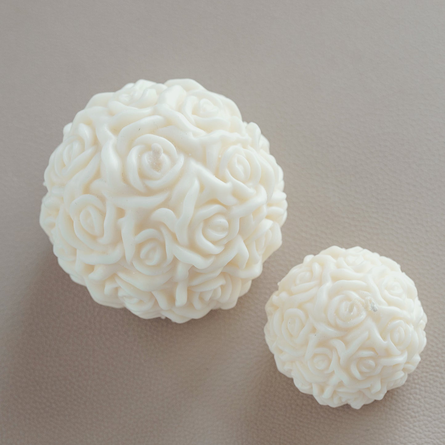Elegant Rose Ball Candle Duo with Gypsum Tray – Perfect for Home Decor and Gifting