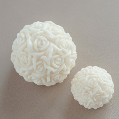 Elegant Rose Ball Candle Duo with Gypsum Tray – Perfect for Home Decor and Gifting