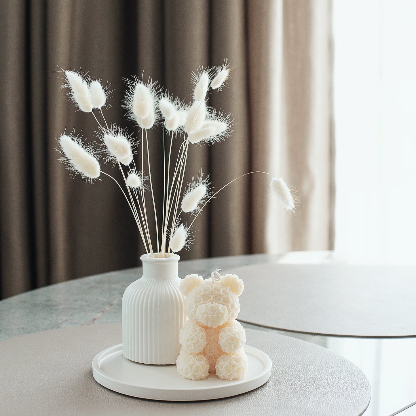 Teddy Bear Scented Candle - Rose Bear Pillar Candle, Cute Gift Idea, Decorative Candle