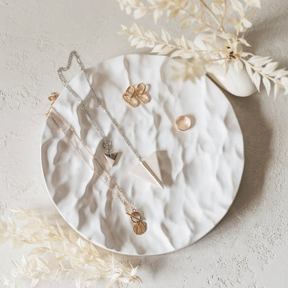 White Gypsum Jewelry Tray with Mountain Relief