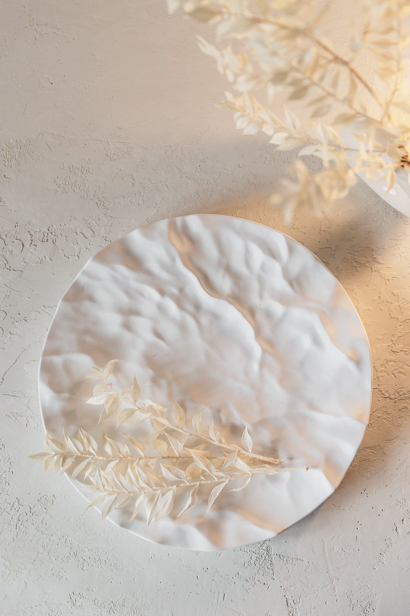 White Gypsum Jewelry Tray with Mountain Relief