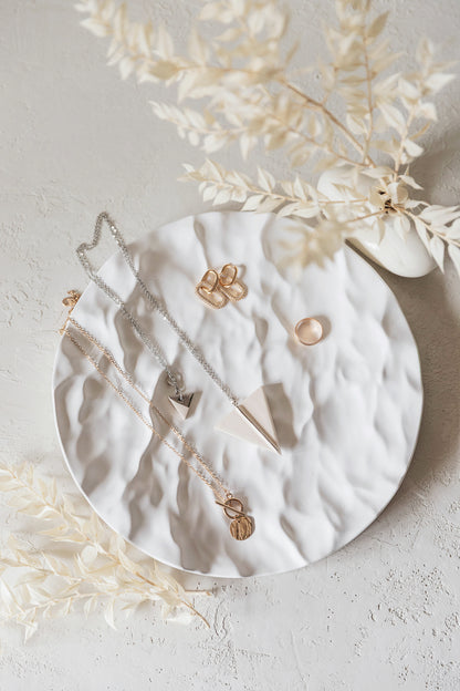 White Gypsum Jewelry Tray with Mountain Relief