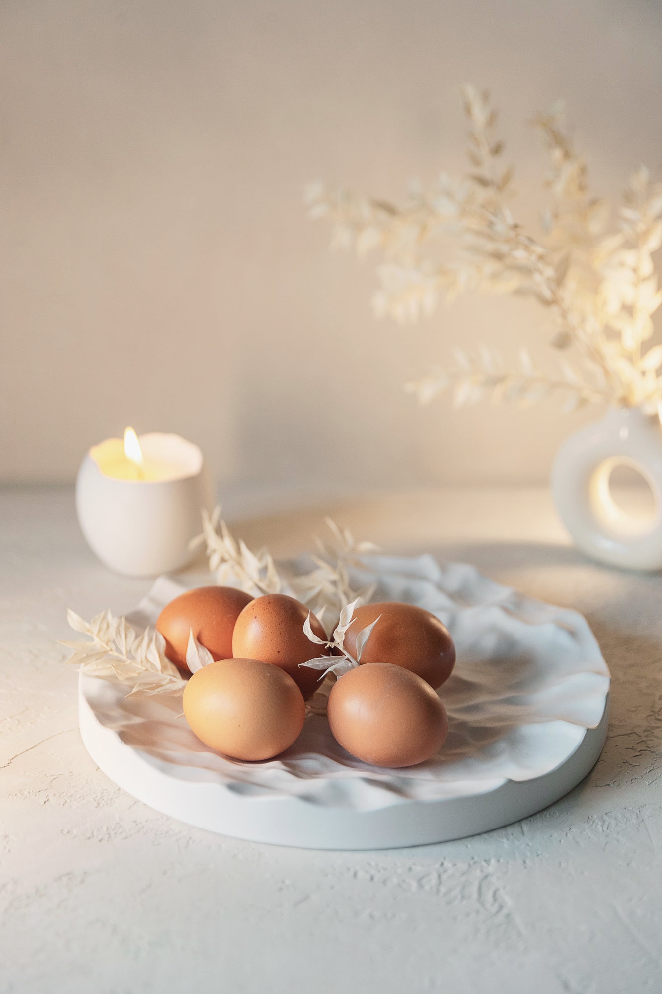 White Gypsum Jewelry Tray with Mountain Relief