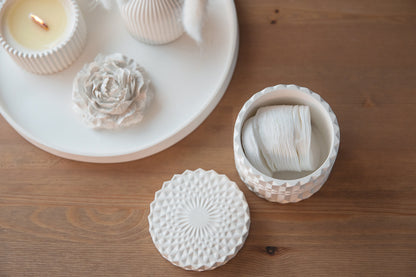 White Gypsum Jar for Bathroom Organising, Jewelry Storage, Home Decor Detail, Housewarming Gift Idea