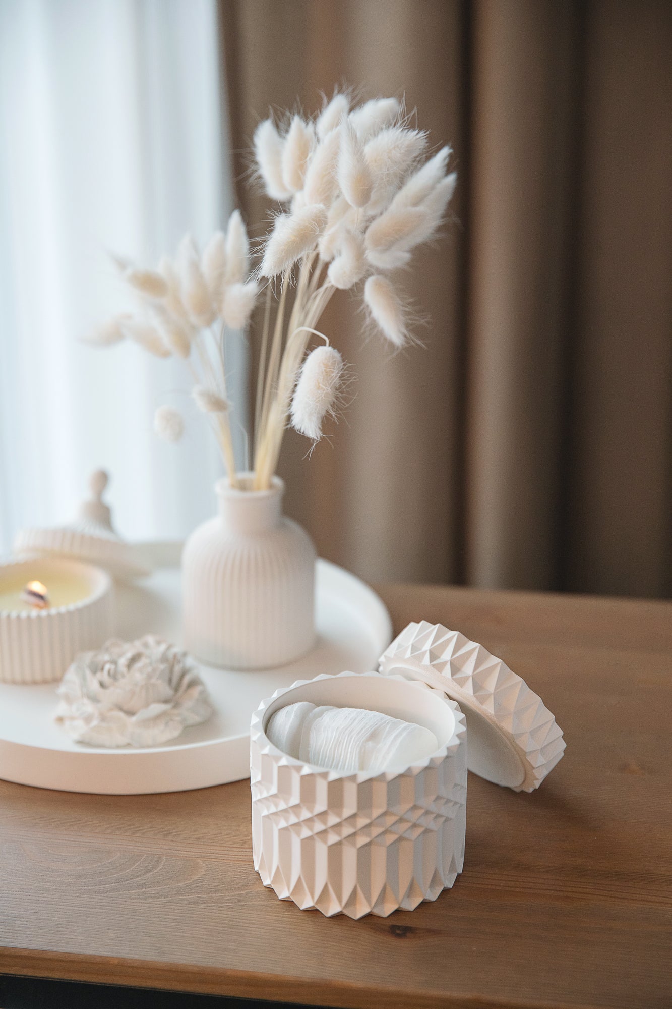 White Gypsum Jar for Bathroom Organising, Jewelry Storage, Home Decor Detail, Housewarming Gift Idea