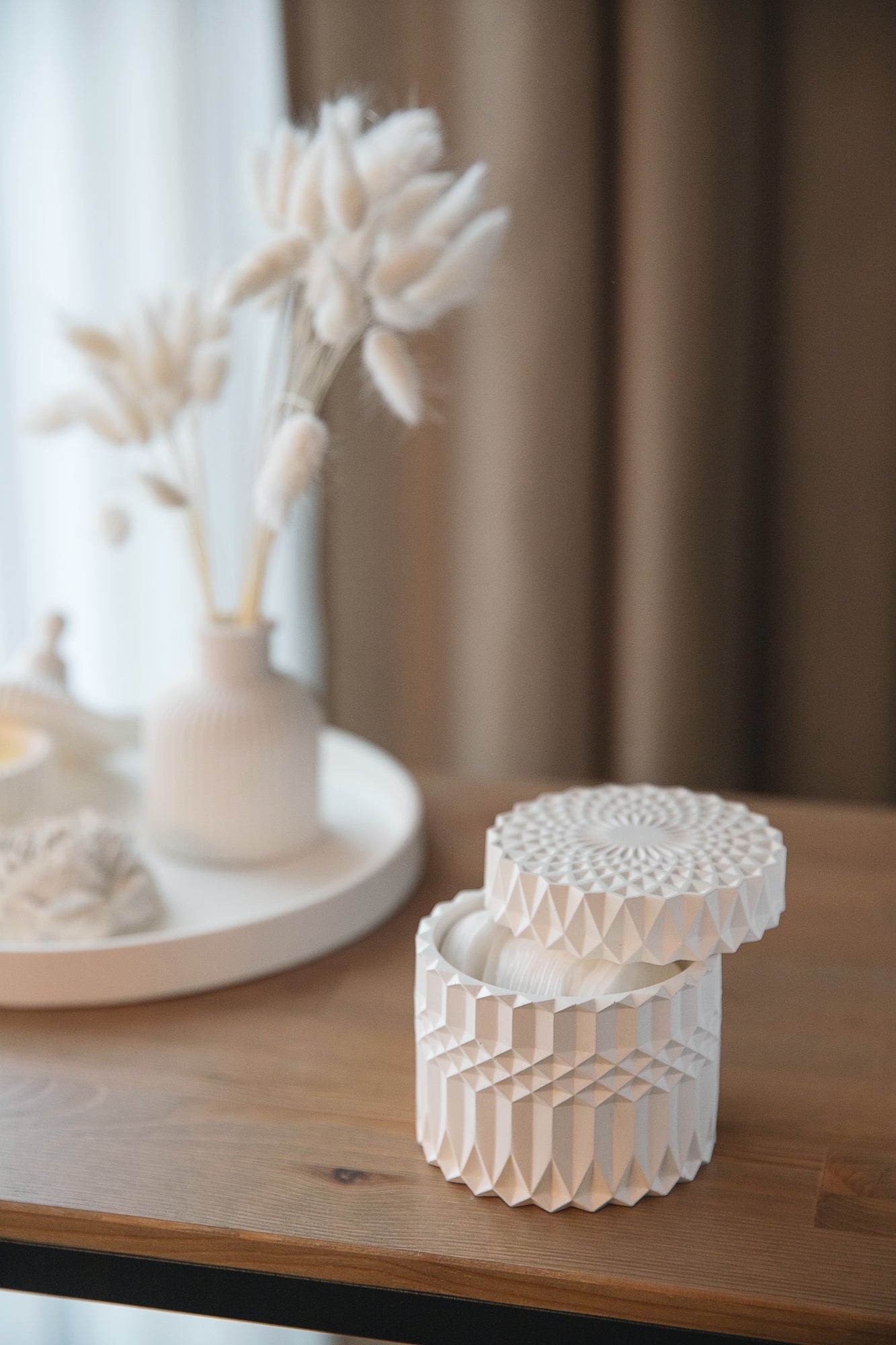 White Gypsum Jar for Bathroom Organising, Jewelry Storage, Home Decor Detail, Housewarming Gift Idea