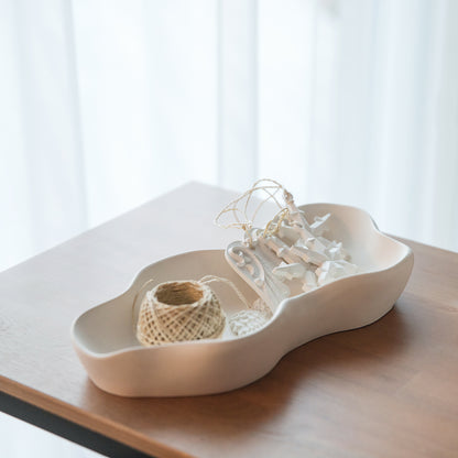 Wavy Tray, White Gypsum Bowl, Entryway Key Dish, Trinket Tray, Candy Plate, Handmade Gift