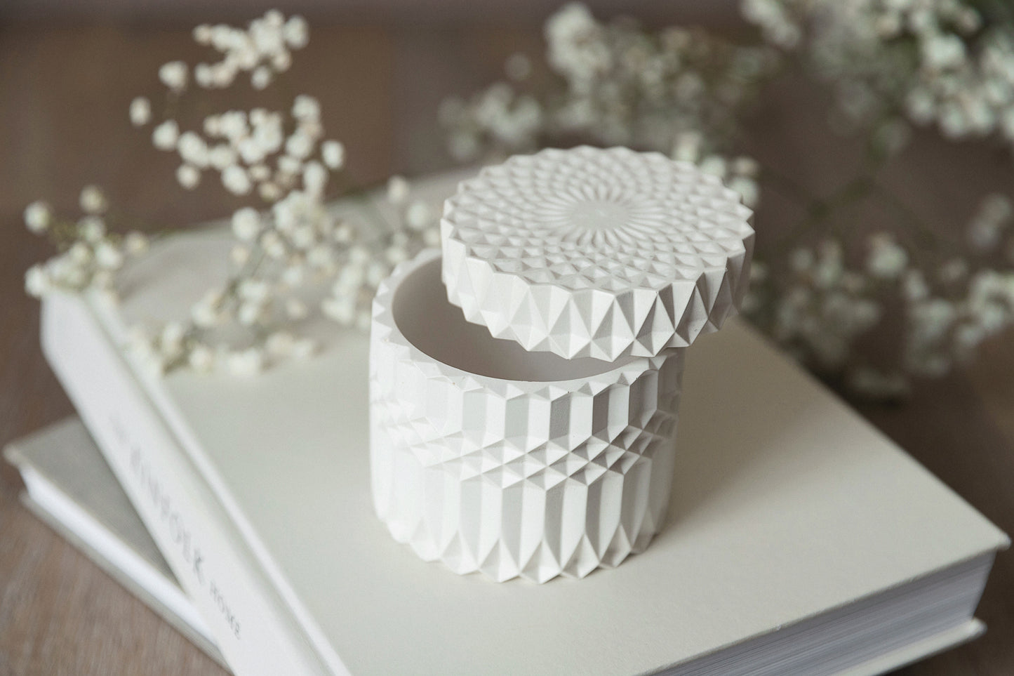 White Gypsum Jar for Bathroom Organising, Jewelry Storage, Home Decor Detail, Housewarming Gift Idea