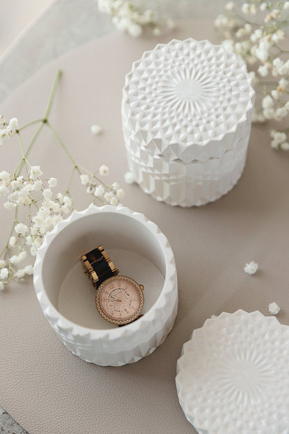 White Gypsum Jar for Bathroom Organising, Jewelry Storage, Home Decor Detail, Housewarming Gift Idea