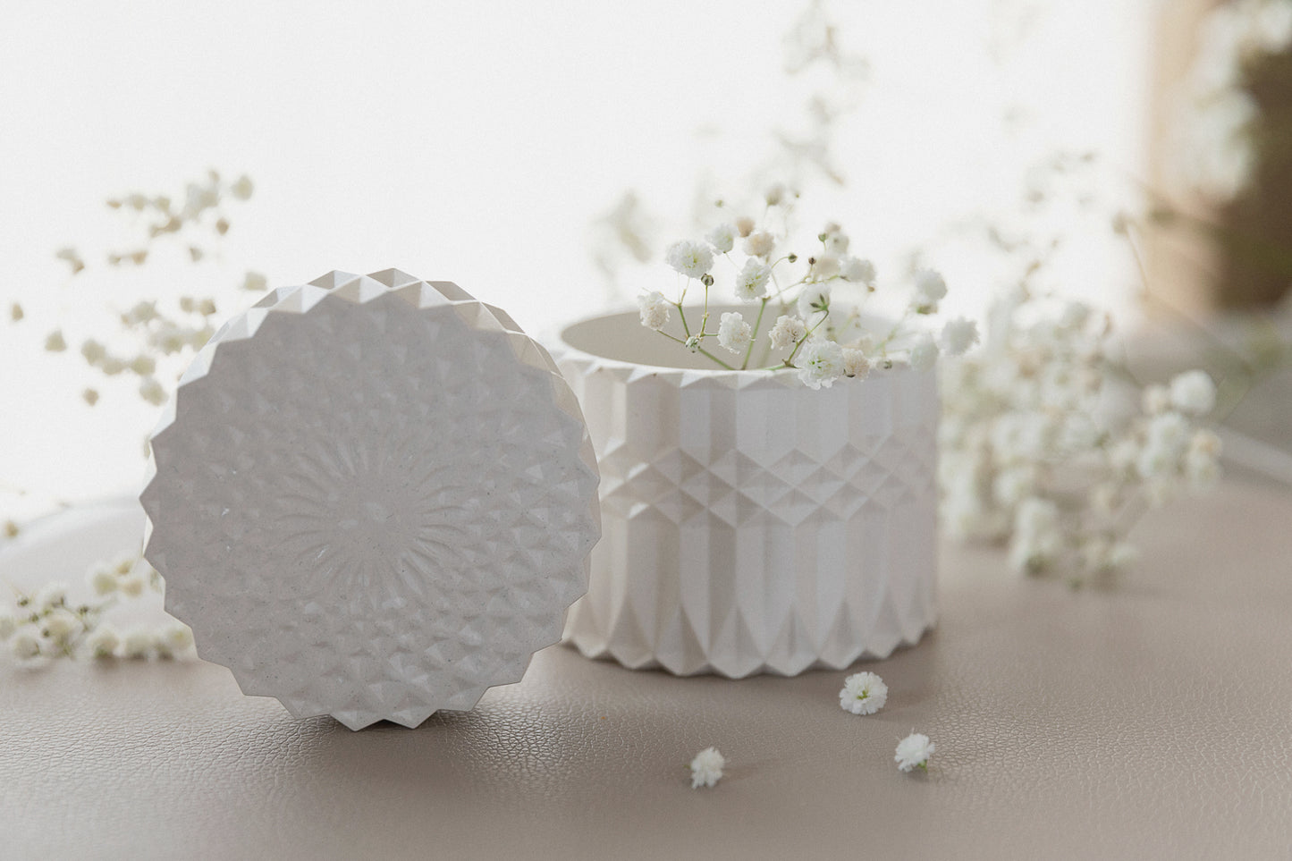 White Gypsum Jar for Bathroom Organising, Jewelry Storage, Home Decor Detail, Housewarming Gift Idea