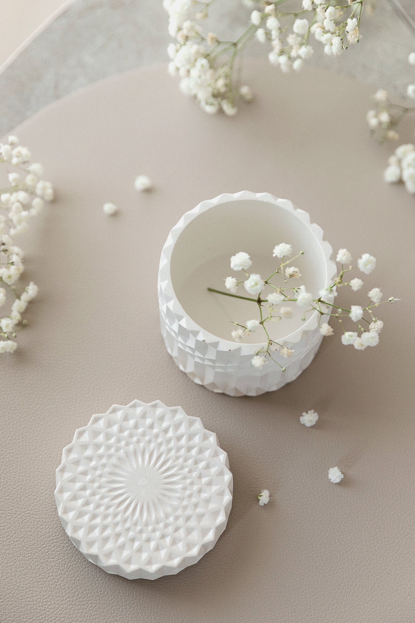 White Gypsum Jar for Bathroom Organising, Jewelry Storage, Home Decor Detail, Housewarming Gift Idea