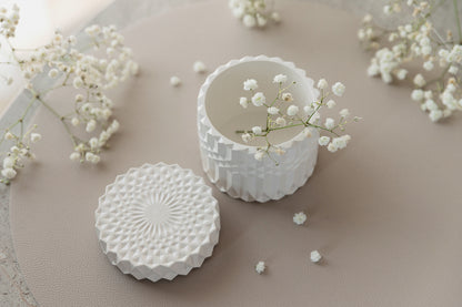 White Gypsum Jar for Bathroom Organising, Jewelry Storage, Home Decor Detail, Housewarming Gift Idea