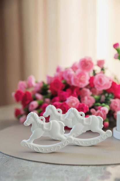 Horse Ornament – Christmas Tree Decoration Thank You Gift or Christening Invitation - Engravable Gypsum decor element - Pack of 6