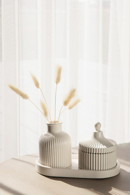 Gift Set of Scented Candle, Tray & Vase - Handmade, Coconut Wax, Fragrance Oils, Wood Wick