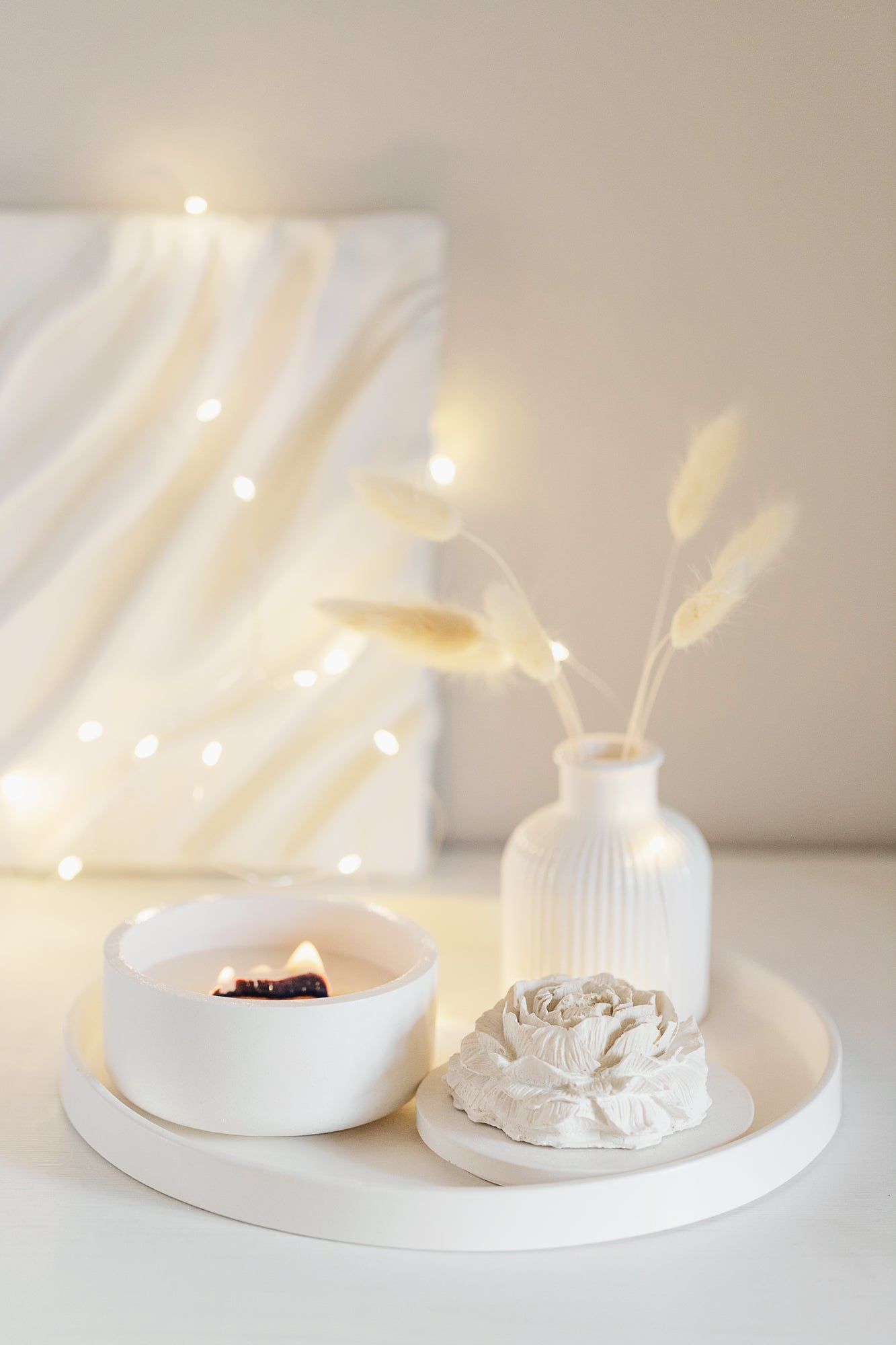 Large Round Gypsum Tray for Perfume Home Fragrances Candles Vase Luxury Home decor Gift for Everyone Home