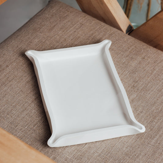 White handmade gypsum decorative tray in large and medium sizes