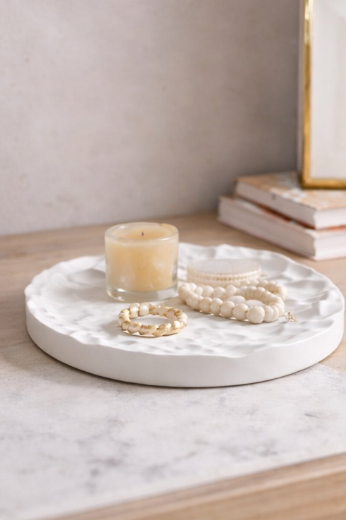 White Gypsum Jewelry Tray with Mountain Relief