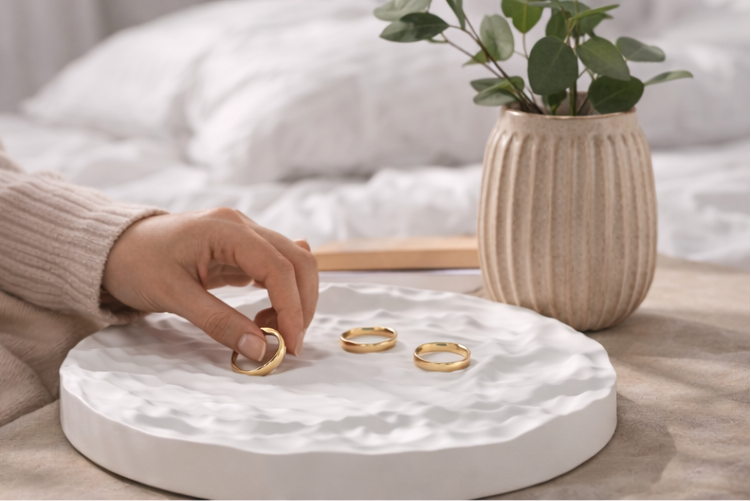 White Gypsum Jewelry Tray with Mountain Relief